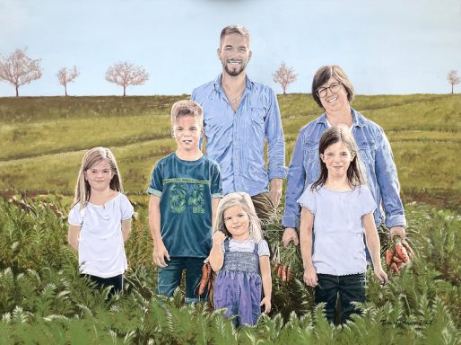Tom Wallner 2022. Familienportrait. Acrylfarben auf Leinwand. 90 x 120 cm.